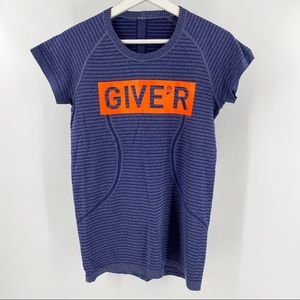 Lululemon blue swiftly tech “giver” yegcycle tee
